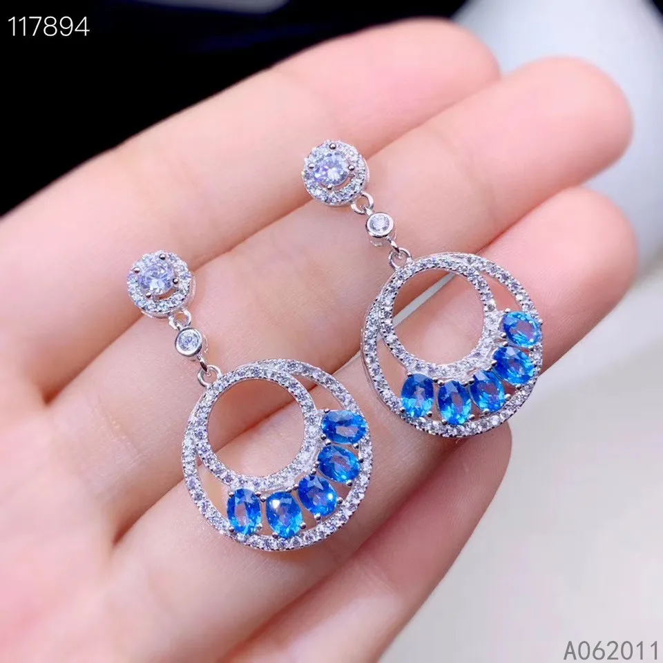 KJJEAXCMY fine jewelry natural blue topaz 925 sterling silver girl new earrings eardrop Gift Birthday Party Wedding Engagement
KJJEAXCMY fine jewelry natural blue topaz 925 sterling silver girl new earrings eardrop Gift Birthday Party Wedding Engagement