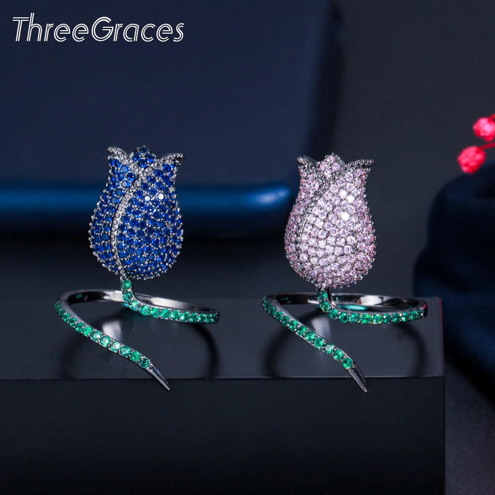 ThreeGraces Adjustable Size Blue Pink CZ Crystal Big Rose Flower Wedding Engagement Open Ring for Women Summer Jewelry RG147
ThreeGraces Adjustable Size Blue Pink CZ Crystal Big Rose Flower Wedding Engagement Open Ring for Women Summer Jewelry RG147