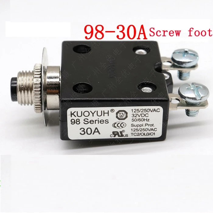 Circuit Breakers KUOYUH 98 Series-30A Overcurrent Protector Overload Switch Screw foot
Circuit Breakers KUOYUH 98 Series-30A Overcurrent Protector Overload Switch Screw foot