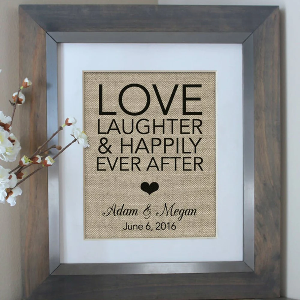 Custom Wedding Gift Love Laughter Happily Ever After Burlap Print Wedding Gift Wedding Shower Gift Wedding Print For the Couple
Custom Wedding Gift Love Laughter Happily Ever After Burlap Print Wedding Gift Wedding Shower Gift Wedding Print For the Couple