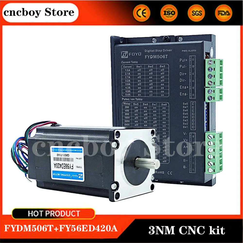 3NM CNC kit two-phase stepper motor driver NEMA23 stepper motor DC24V-50V FYDM506T+FY56ED420A high torque motor kit
3NM CNC kit two-phase stepper motor driver NEMA23 stepper motor DC24V-50V FYDM506T+FY56ED420A high torque motor kit