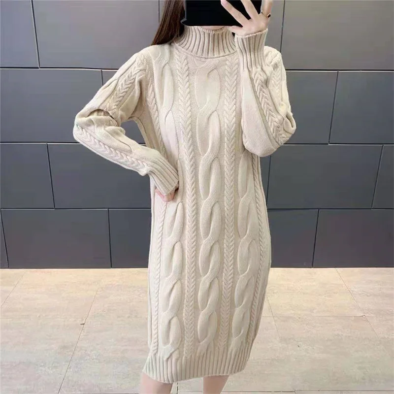Winter Thick Turtleneck Long Knitted Sweater Dress Women Korean Jumpers Ladies 6 Color High Collar Long Sleeve Pullover Female
Winter Thick Turtleneck Long Knitted Sweater Dress Women Korean Jumpers Ladies 6 Color High Collar Long Sleeve Pullover Female