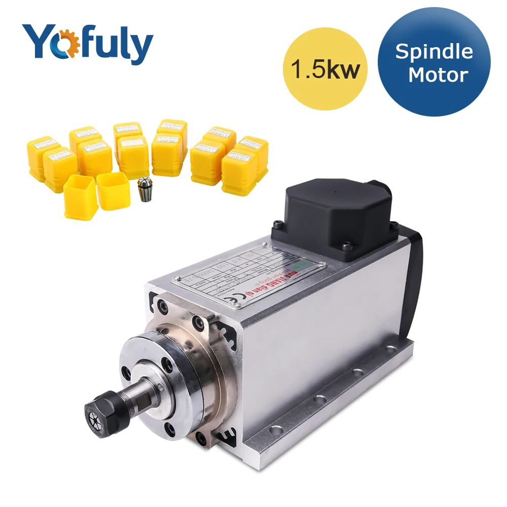 Yofuly 1.5KW Air Cooled Spindle Kit CNC Spindle Motor 1set ER11 Square Milling Machine Spindle for CNC Mental Wood Router
Yofuly 1.5KW Air Cooled Spindle Kit CNC Spindle Motor 1set ER11 Square Milling Machine Spindle for CNC Mental Wood Router