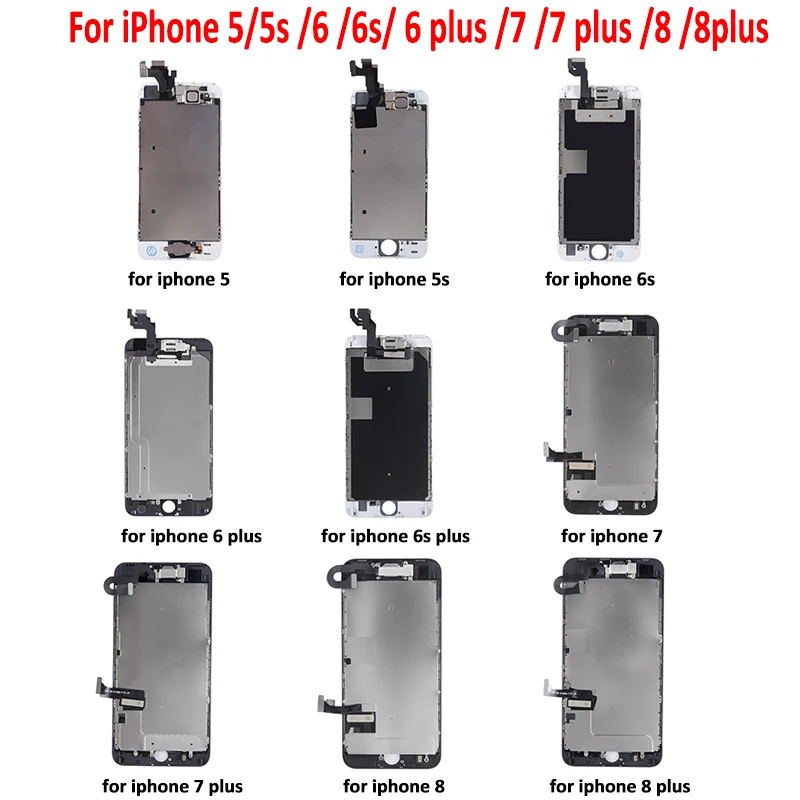 ЖК-дисплей в сборе для iPhone 5 5s 6 6s 7 8, сенсорный стеклянный дисплей, ЖК-модуль с дигитайзером, Замена + кнопка «Домой» + фронтальная камера
ЖК-дисплей в сборе для iPhone 5 5s 6 6s 7 8, сенсорный стеклянный дисплей, ЖК-модуль с дигитайзером, Замена + кнопка «Домой» + фронтальная камера