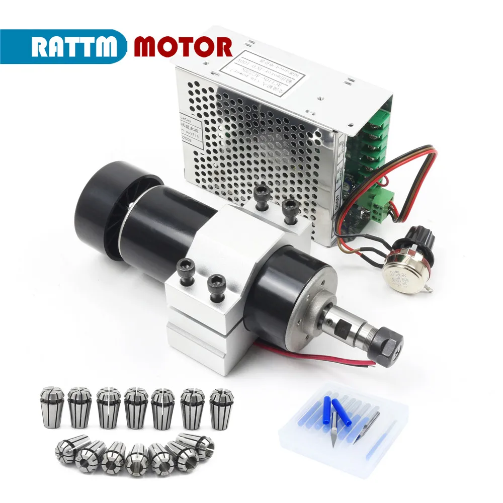 DC Air cooled spindle motor Kit 500W ER11 220V with Speed Controller +52mm clamp + ER11 Collets + bits
DC Air cooled spindle motor Kit 500W ER11 220V with Speed Controller +52mm clamp + ER11 Collets + bits