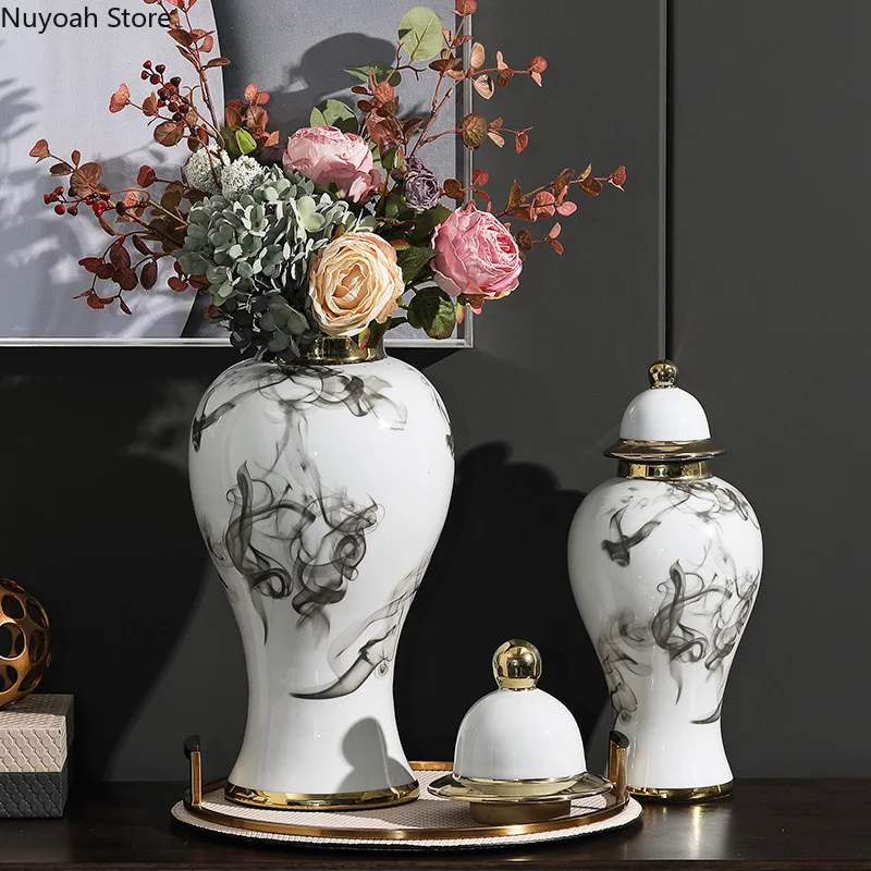 Ink Pattern Ceramic Vase Dried Flower Flower Arrangement Accessories Large Capacity Storage Tank Decoration Home Decoration
Ink Pattern Ceramic Vase Dried Flower Flower Arrangement Accessories Large Capacity Storage Tank Decoration Home Decoration