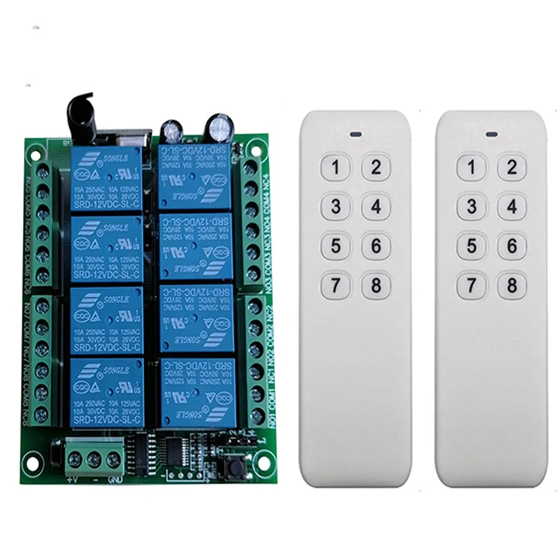 433MHz Wireless Universal Remote Control DC 12V 24V 8CH rf Relay Receiver&500 meters remote control for Wireless Remote Control
433MHz Wireless Universal Remote Control DC 12V 24V 8CH rf Relay Receiver&500 meters remote control for Wireless Remote Control