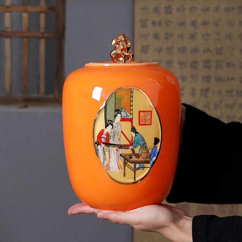 Modern Ceramic Tea Caddy Golden Border Candy Jar Household Large Capacity Coffee Bean Nut Flower Tea Storage Jar Home Decoration
Modern Ceramic Tea Caddy Golden Border Candy Jar Household Large Capacity Coffee Bean Nut Flower Tea Storage Jar Home Decoration