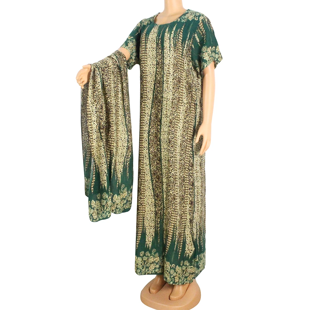 Green Printed African O Neck Loose Cotton Maxi Abaya Dress Women Summer Short Sleeve High Waist Boho Dresses
Green Printed African O Neck Loose Cotton Maxi Abaya Dress Women Summer Short Sleeve High Waist Boho Dresses