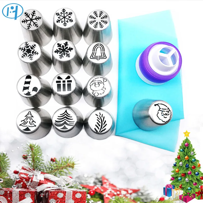 15pcs Christmas Pastry Cake Nozzles Set Santa Claus Christmas Tree Snow Icing Piping Tips Russian Nozzle Cake Baking Tools
15pcs Christmas Pastry Cake Nozzles Set Santa Claus Christmas Tree Snow Icing Piping Tips Russian Nozzle Cake Baking Tools