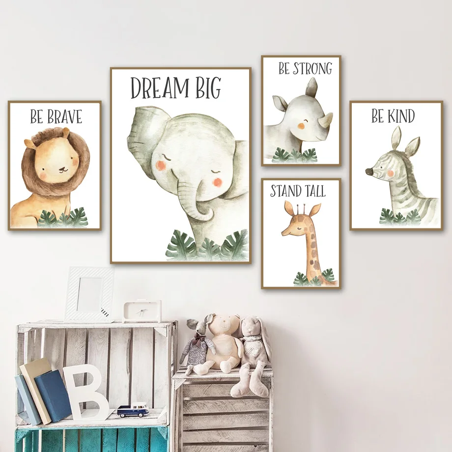 Watercolor Lion Elephant Giraffe Zebra Fox Green Leaf Nursery Wall Art Print Canvas Painting Poster Picture Kids Room Home Decor
Watercolor Lion Elephant Giraffe Zebra Fox Green Leaf Nursery Wall Art Print Canvas Painting Poster Picture Kids Room Home Decor