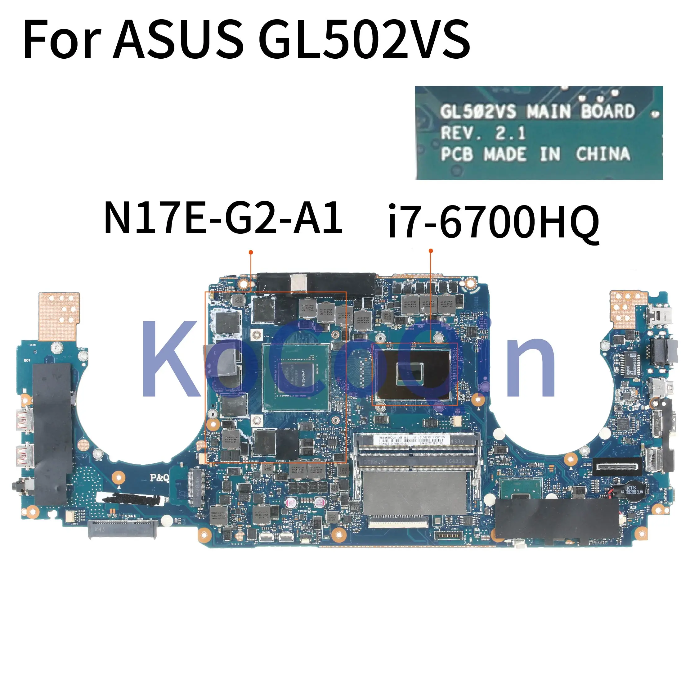 KoCoQin Laptop motherboard ForASUS GL502VS SR2FQ I7-6700HQ GTX1070 Mainboard REV:2.1 N17E-G2-A1 tested
KoCoQin Laptop motherboard ForASUS GL502VS SR2FQ I7-6700HQ GTX1070 Mainboard REV:2.1 N17E-G2-A1 tested