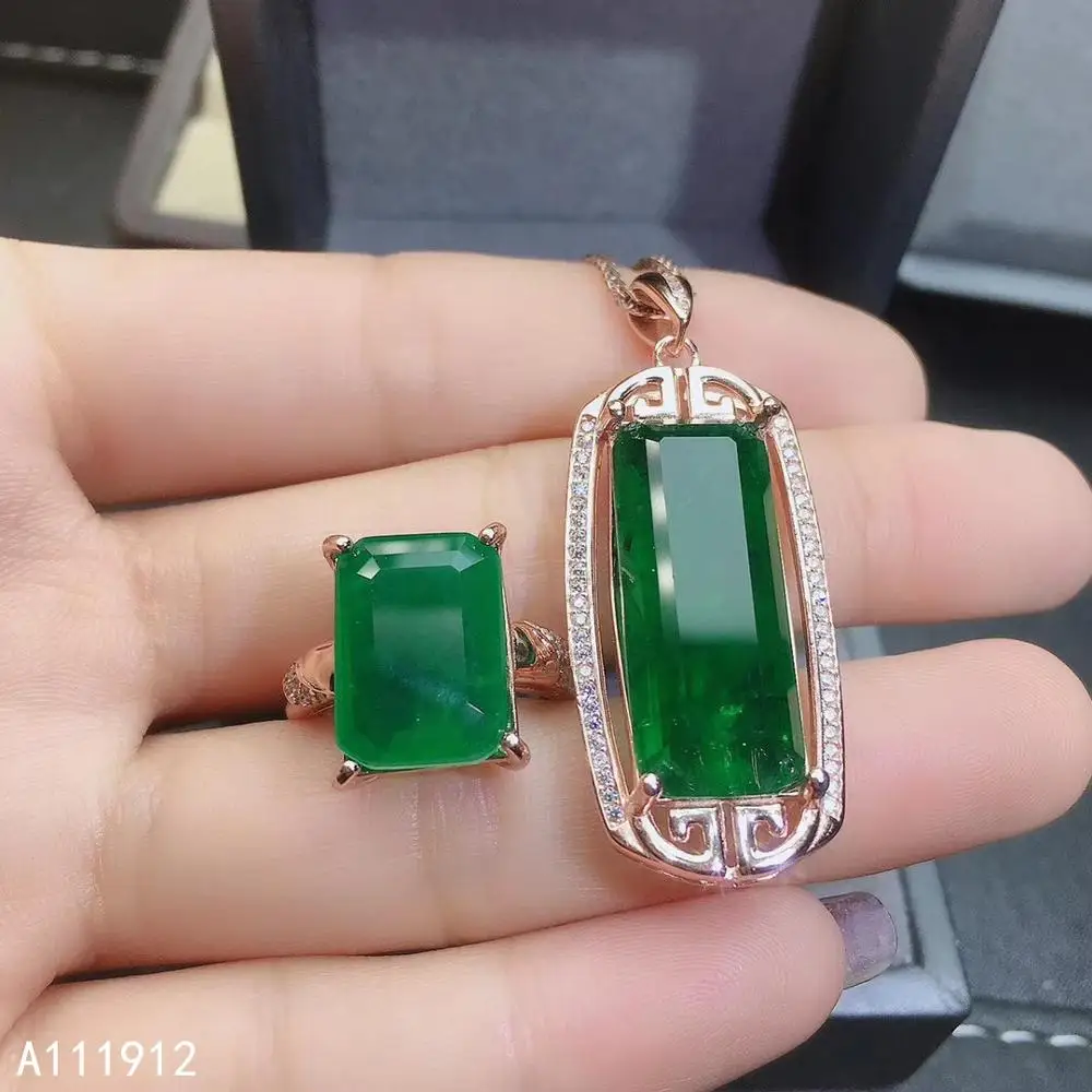 KJJEAXCMY fine jewelry natural Emerald 925 sterling silver women pendant necklace chain ring set support test lovely
KJJEAXCMY fine jewelry natural Emerald 925 sterling silver women pendant necklace chain ring set support test lovely