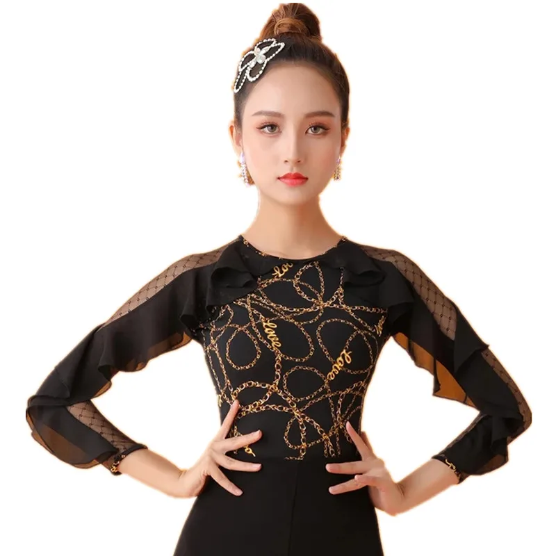 Long Sleeve Modern O-neck Ruffle Gauze Sexy Latin Dance Clothes Top For Women/Female,Ballroom Costume Shirt Performance Wears
Long Sleeve Modern O-neck Ruffle Gauze Sexy Latin Dance Clothes Top For Women/Female,Ballroom Costume Shirt Performance Wears