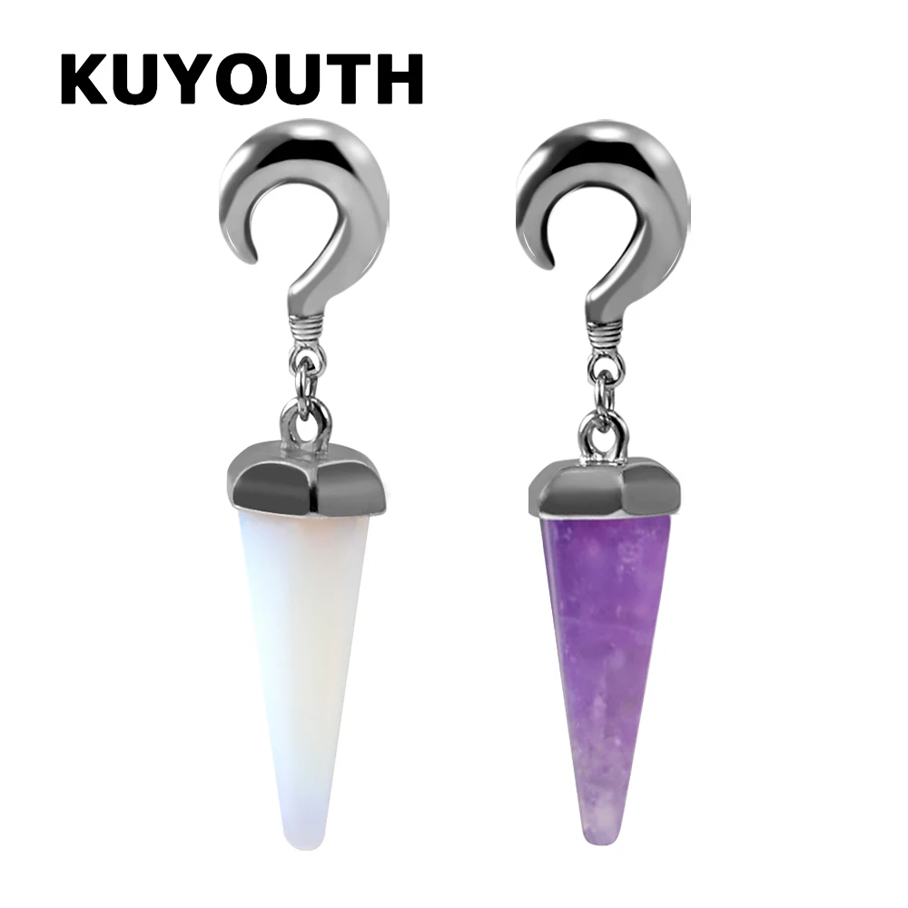 KUYOUTH Stylish Stainless Steel Cone Shape Opal Amethyst Ear Weight Stretchers Body Piercing Jewelry Earring Expanders 2PCS
KUYOUTH Stylish Stainless Steel Cone Shape Opal Amethyst Ear Weight Stretchers Body Piercing Jewelry Earring Expanders 2PCS