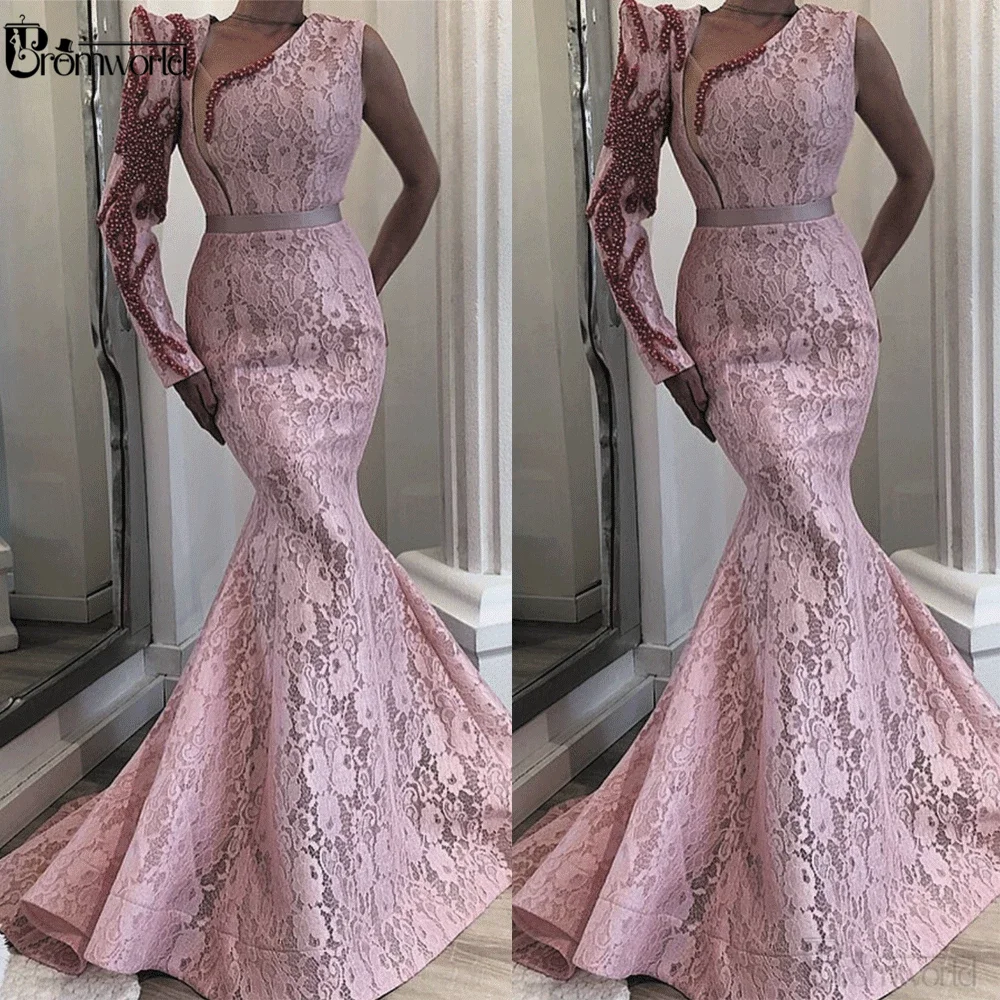 One Shoulder Pink Muslim Evening Dresses Long Mermaid Lace Appliqué Beaded Elegant Luxury Dubai Evening Gown 2022 Prom Dress
One Shoulder Pink Muslim Evening Dresses Long Mermaid Lace Appliqué Beaded Elegant Luxury Dubai Evening Gown 2022 Prom Dress