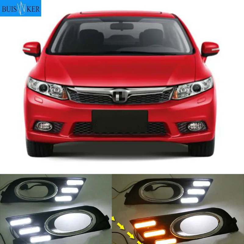 2Pcs LED DRL Car Daylight Daytime Running Lights with Turn Signal Fog Lamp Covers For Honda Civic 2011 2012 2013
2Pcs LED DRL Car Daylight Daytime Running Lights with Turn Signal Fog Lamp Covers For Honda Civic 2011 2012 2013
