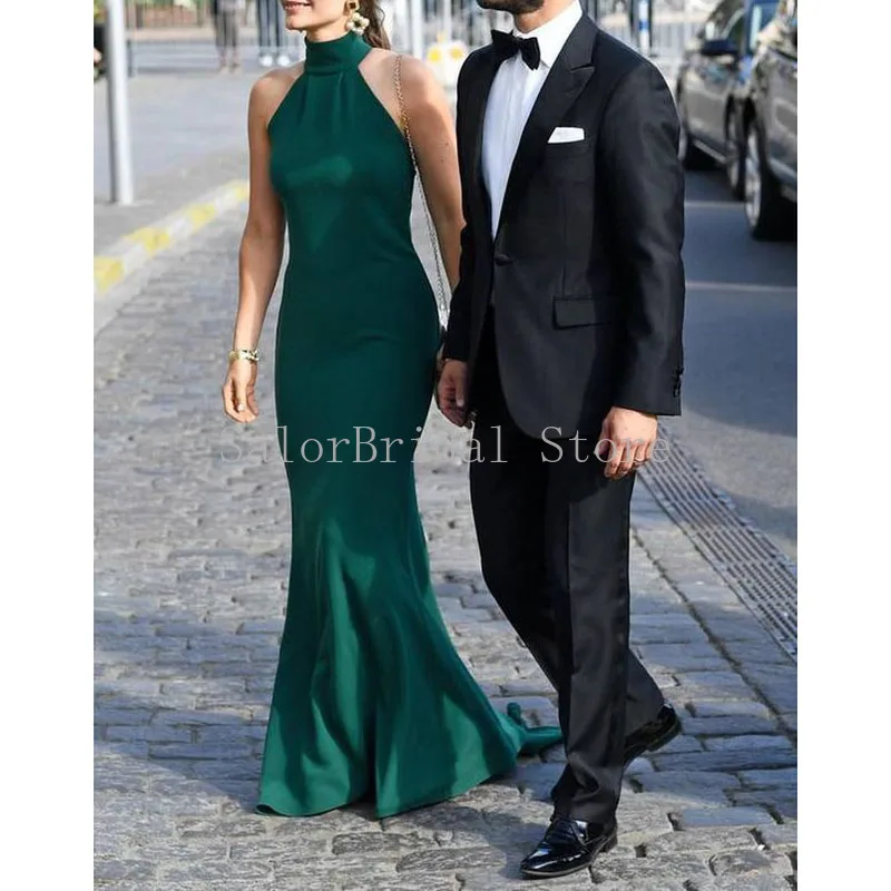 Simple Green Mermaid Evening Dresses Halter Neck Formal Party Gowns Satin Sleeveless Evening Gown for Women Vestido De Noiva
Simple Green Mermaid Evening Dresses Halter Neck Formal Party Gowns Satin Sleeveless Evening Gown for Women Vestido De Noiva