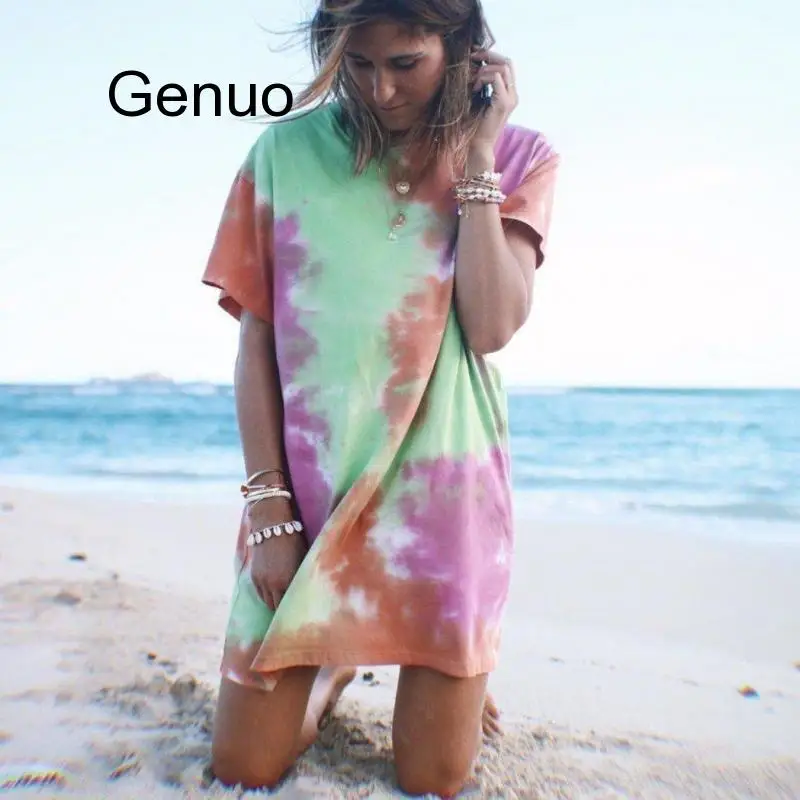 Casual Beach Dress Short Sleeve Tie Dye Printed Bohemian Dresses Loose Beachwear Summer Party Clothing Women New 2020
Casual Beach Dress Short Sleeve Tie Dye Printed Bohemian Dresses Loose Beachwear Summer Party Clothing Women New 2020
