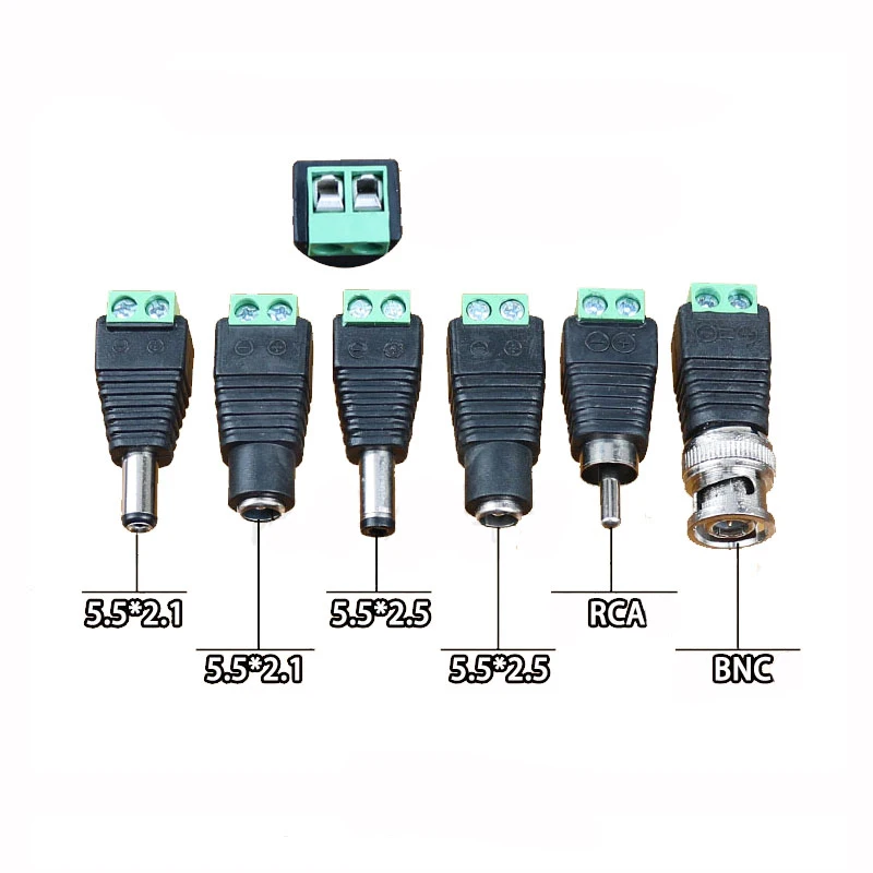 5.5x2.1mm 5.5x2.5mm DC Male&Female Plug Connector Power Supply Jack Adapter BNC for CCTV Camera LED Strip Lamp Light
5.5x2.1mm 5.5x2.5mm DC Male&Female Plug Connector Power Supply Jack Adapter BNC for CCTV Camera LED Strip Lamp Light