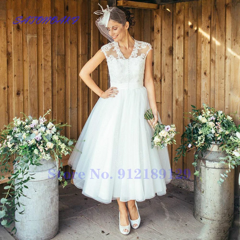 Vestidos De Novia Vintage Short Tea-Length Wedding Dresses 2024 V-Neck Cap Sleeves Elegant Bridal Gown Beach Boho Robe De Mariée
Vestidos De Novia Vintage Short Tea-Length Wedding Dresses 2024 V-Neck Cap Sleeves Elegant Bridal Gown Beach Boho Robe De Mariée