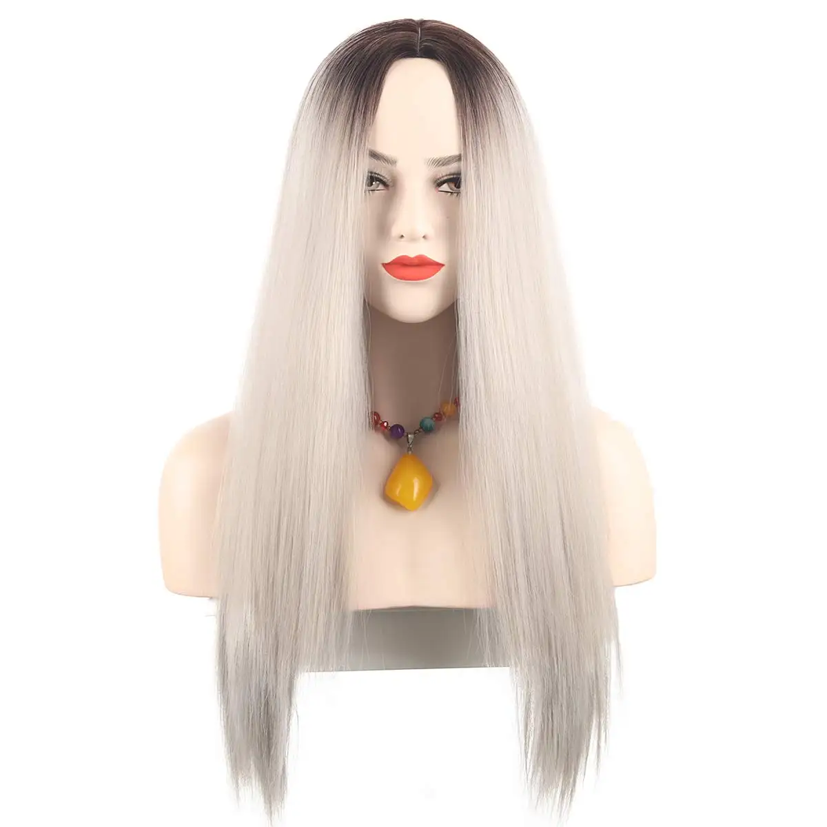 HAIRSW Long Straight Synthetic Hair Cosplay Wig Middle Part Ombre Grey with Dark Brown Roots Full Wigs for Halloween
HAIRSW Long Straight Synthetic Hair Cosplay Wig Middle Part Ombre Grey with Dark Brown Roots Full Wigs for Halloween