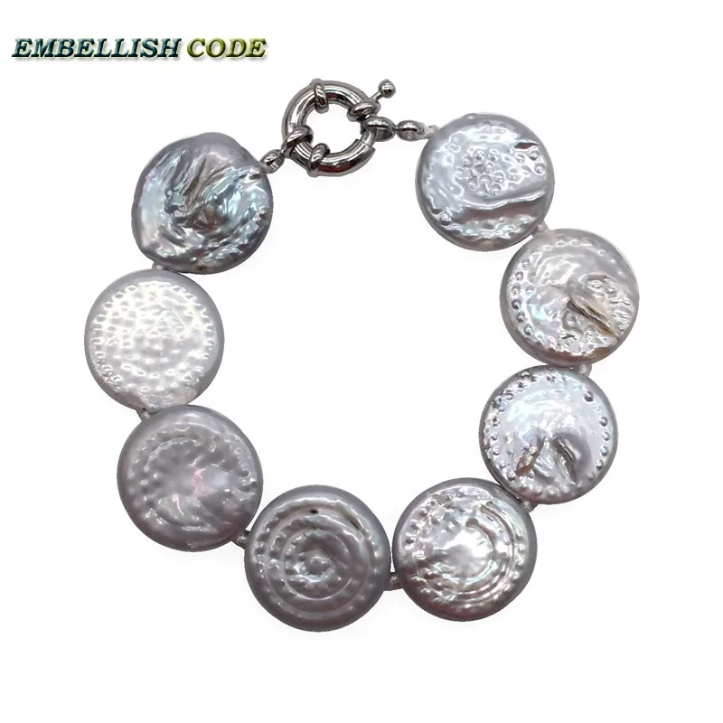 baroque large pearl bracelet Bangles gray colorful color flat round coin Button shape real freshwater pearls special for women
baroque large pearl bracelet Bangles gray colorful color flat round coin Button shape real freshwater pearls special for women