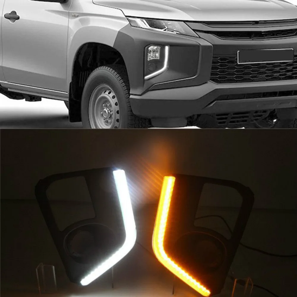 Daytime Running Lights for Mitsubishi Triton L200 2019 LED DRL Driving Fog Lamp Cover with Yellow Turn Signal Lamp
Daytime Running Lights for Mitsubishi Triton L200 2019 LED DRL Driving Fog Lamp Cover with Yellow Turn Signal Lamp