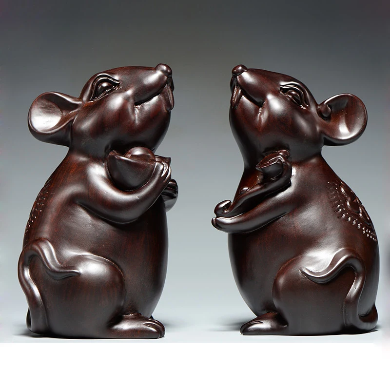 Pack of 2 China Padauk Wood Hand Carved Feng Shui Animal Lucky Rat Mice Mouse Statue
Pack of 2 China Padauk Wood Hand Carved Feng Shui Animal Lucky Rat Mice Mouse Statue