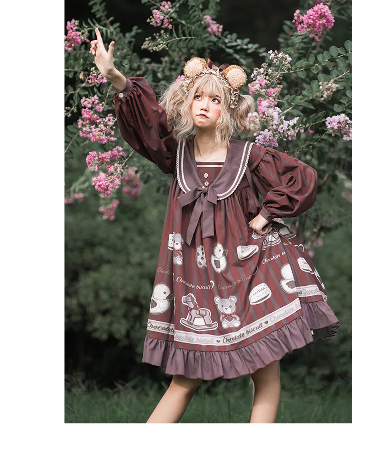 Palace sweet lolita dress retro sailor collar falbala high waist cute printing victorian dress kawaii girl gothic lolita op loli
Palace sweet lolita dress retro sailor collar falbala high waist cute printing victorian dress kawaii girl gothic lolita op loli
