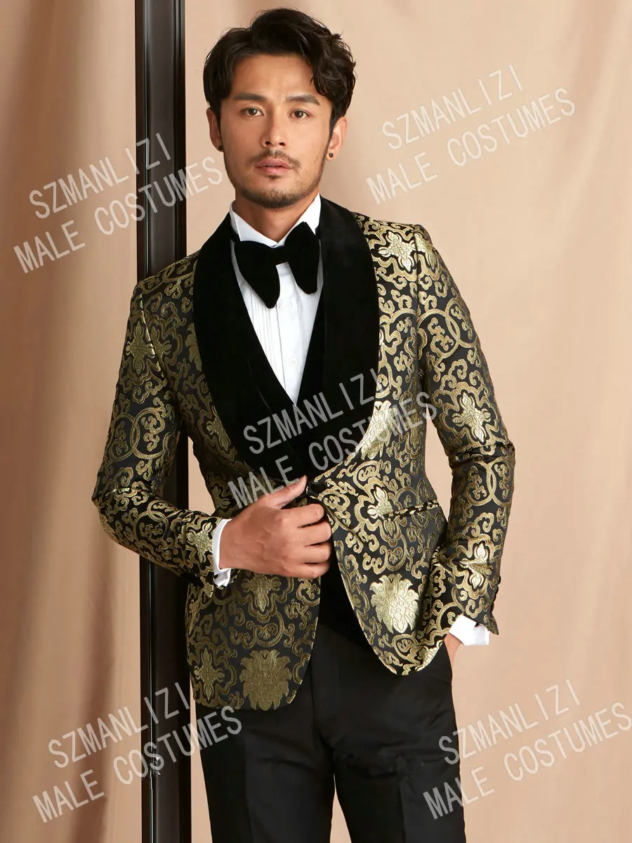 2020 Formal Men Suits For Wedding Dress Prom 3 Piece Groom Tuxedo Gold Blazer Shawl Lapel Costume Slim Fit Terno Masculino
2020 Formal Men Suits For Wedding Dress Prom 3 Piece Groom Tuxedo Gold Blazer Shawl Lapel Costume Slim Fit Terno Masculino