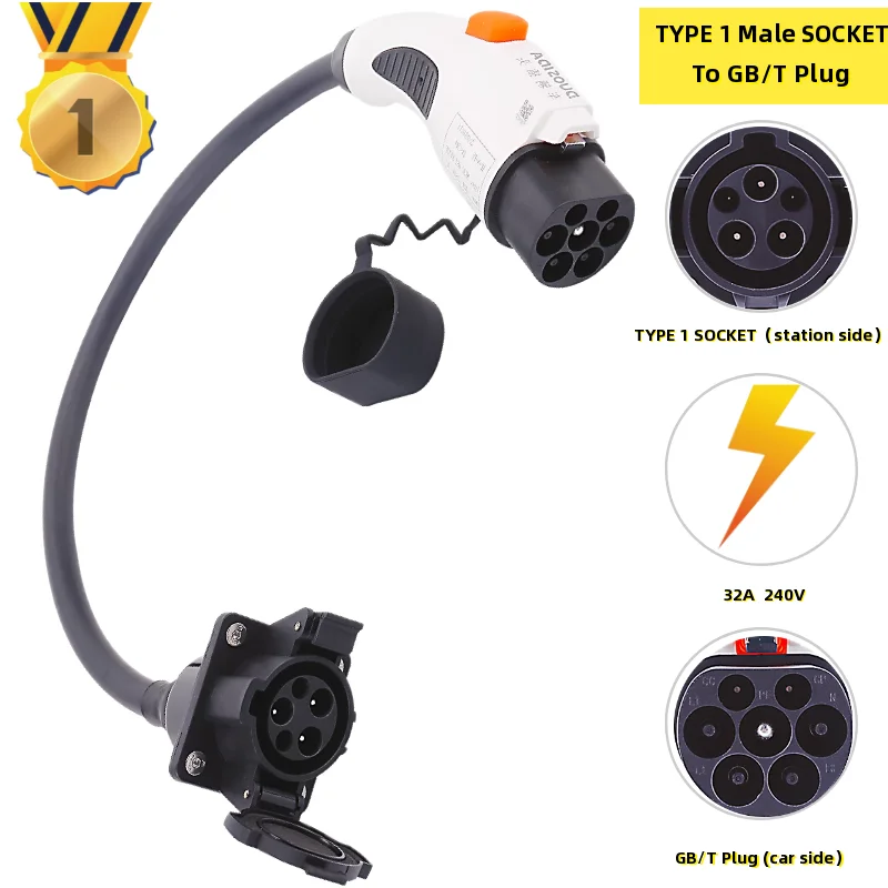 J1772 Type 1 Socket with GB/T EV Charger Connector 32A EVSE Type1 Socket To GB/T Plug for Electric Vehicle Car Charger Station
J1772 Type 1 Socket with GB/T EV Charger Connector 32A EVSE Type1 Socket To GB/T Plug for Electric Vehicle Car Charger Station