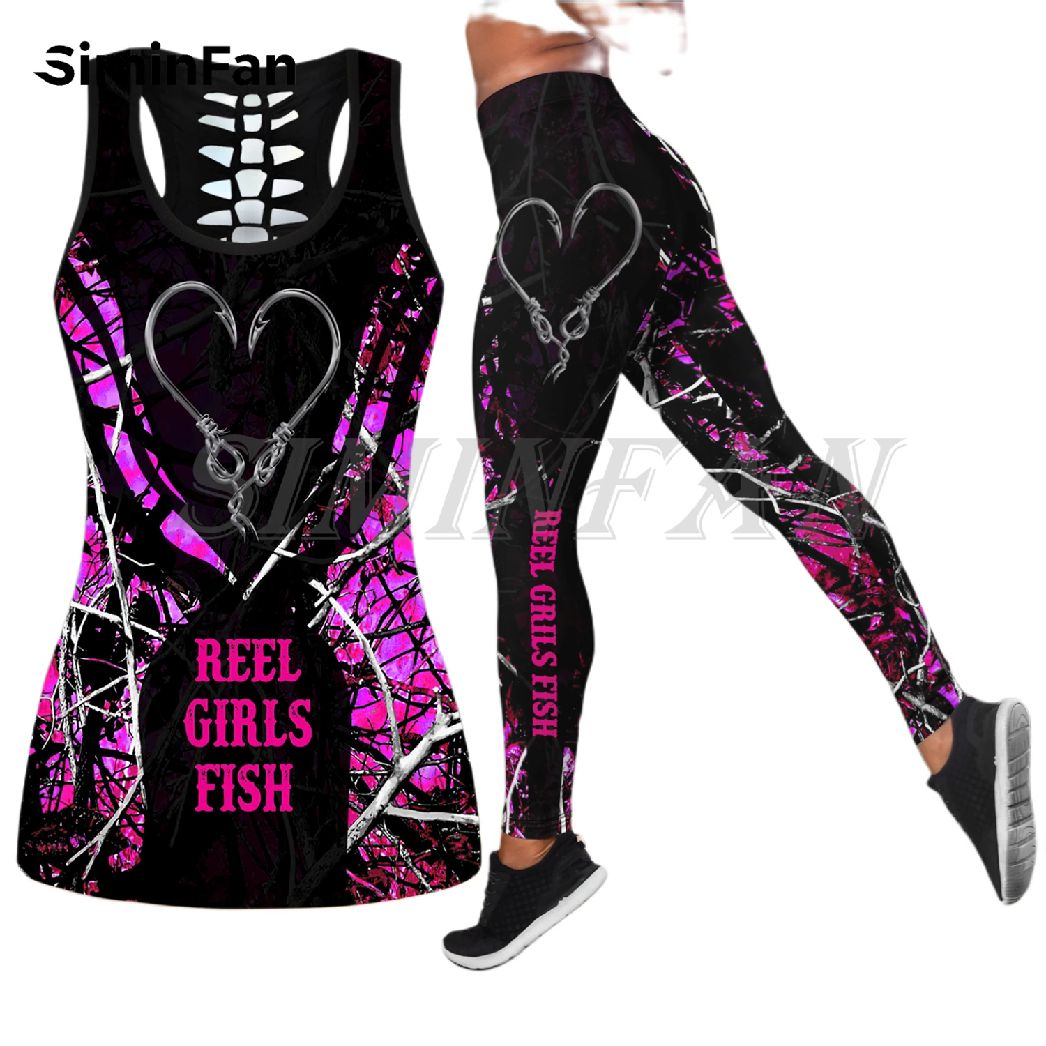 Pink Camo Fishing Two Pieces Yoga Sets Women Female 3D Printed Hollow Out Tank Top Leggings Summer Vest Casual Sportswear Suits
Pink Camo Fishing Two Pieces Yoga Sets Women Female 3D Printed Hollow Out Tank Top Leggings Summer Vest Casual Sportswear Suits