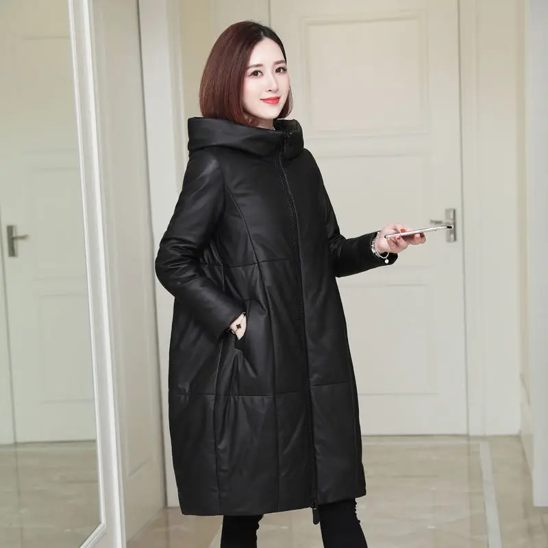 Trendy Loose Thick Parkas Women Nice Autumn Winter Faux Leather PU Coats Women Elegant Hooded Cotton Jackets Female Ladies
Trendy Loose Thick Parkas Women Nice Autumn Winter Faux Leather PU Coats Women Elegant Hooded Cotton Jackets Female Ladies