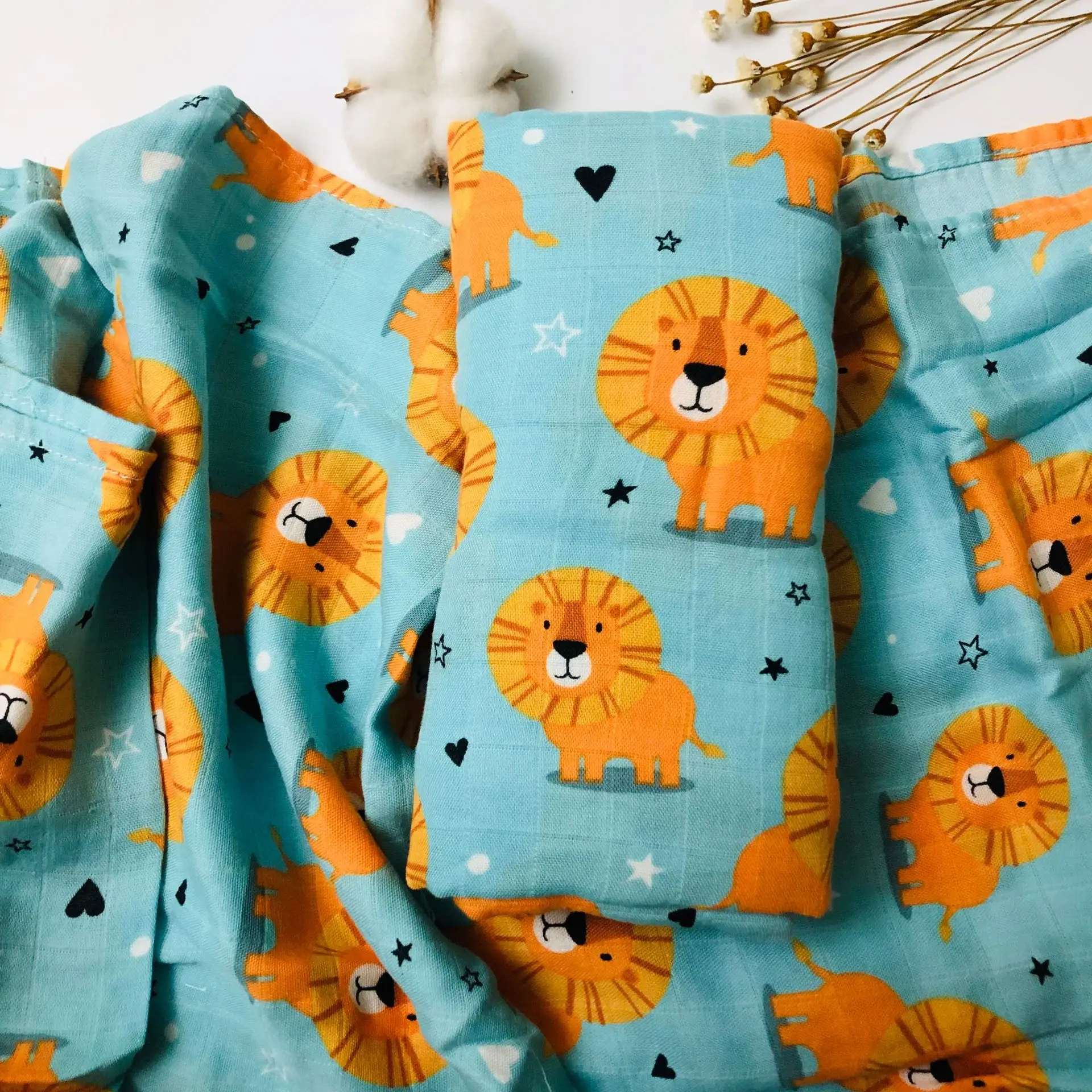 Muslin2 layer Bamboo+Cotton Lion Elephant Cartoon Animal Pattern Baby Wrap Muslin Swaddle Newborn Blankets Infant Wrap 120*120
Muslin2 layer Bamboo+Cotton Lion Elephant Cartoon Animal Pattern Baby Wrap Muslin Swaddle Newborn Blankets Infant Wrap 120*120