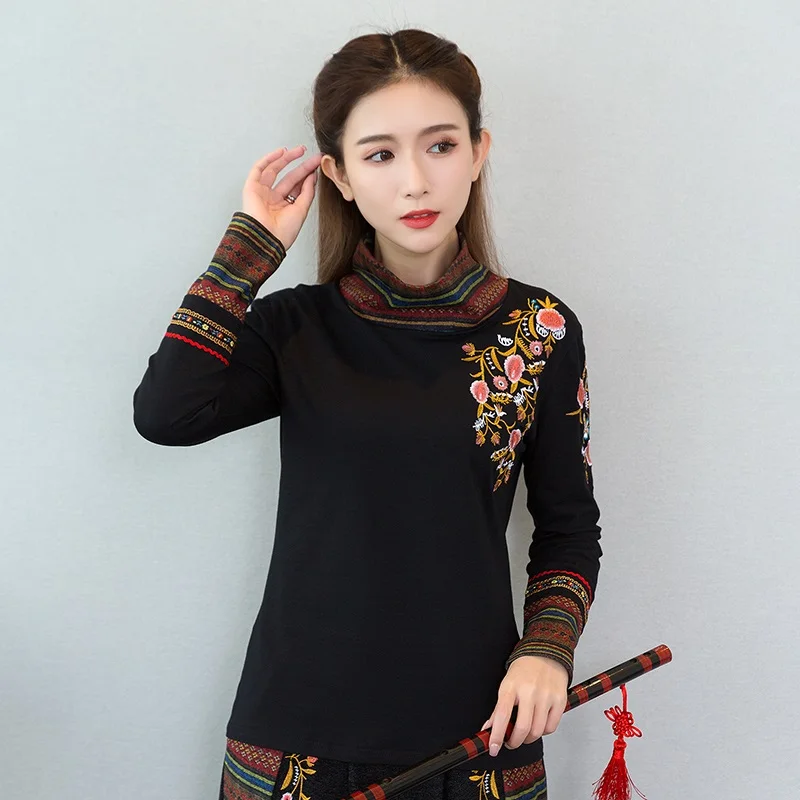 Women Retro Tops Chinese Style Tang Shirts Long Sleeve Chinese Tops Black Embroidery Hanfu Shirt Female Tang Tops Big Size M-5XL
Women Retro Tops Chinese Style Tang Shirts Long Sleeve Chinese Tops Black Embroidery Hanfu Shirt Female Tang Tops Big Size M-5XL