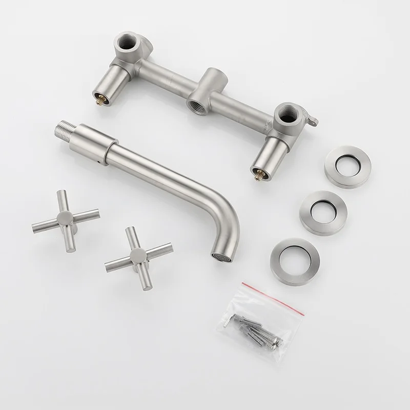 10 Year Warraty 304 Stainless Steel Lead Free Double Handle Three Hole Wall Bathroom Basin Faucet Hot & Cold Mixer Tap
10 Year Warraty 304 Stainless Steel Lead Free Double Handle Three Hole Wall Bathroom Basin Faucet Hot & Cold Mixer Tap