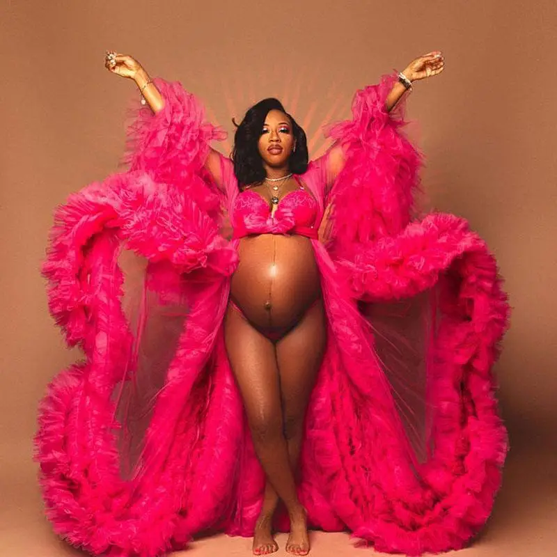 Hot Pink Maternity Dress Robes for Photo Shoot or Baby Shower Ruffle Tulle Chic Women Prom Gowns Ruffles Long Photography Gowns
Hot Pink Maternity Dress Robes for Photo Shoot or Baby Shower Ruffle Tulle Chic Women Prom Gowns Ruffles Long Photography Gowns