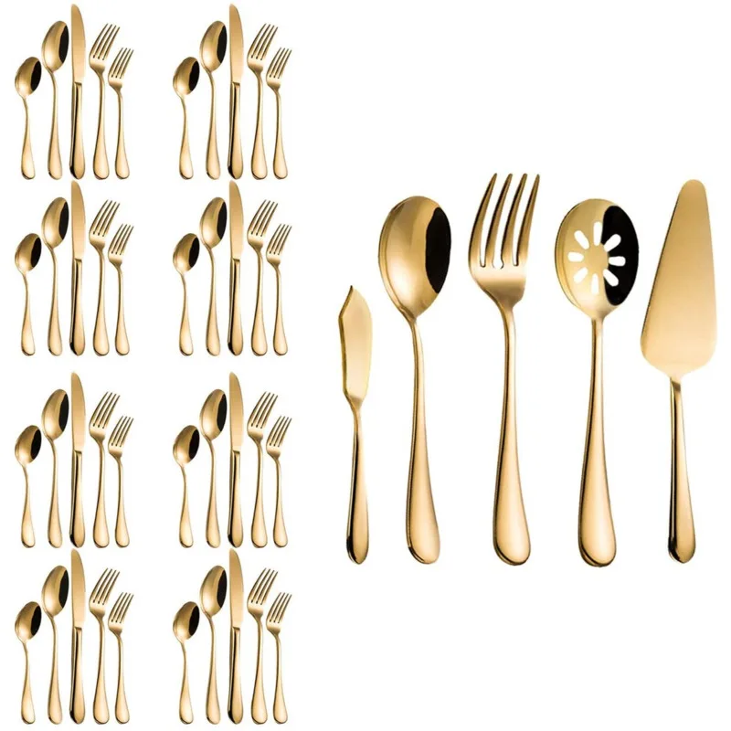 45 Pieces Gold Stainless Steel Flatware Set, Royal Flatware, Wedding Festival, Christmas Party, Services for 8 Gift Kitchen Tool
45 Pieces Gold Stainless Steel Flatware Set, Royal Flatware, Wedding Festival, Christmas Party, Services for 8 Gift Kitchen Tool
