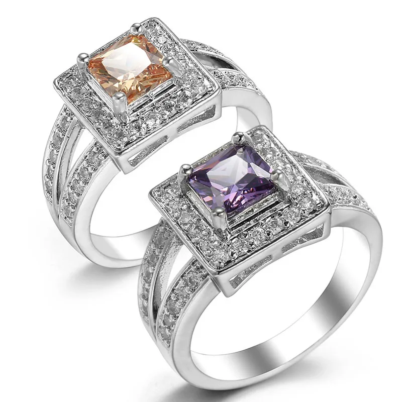 Womens Purple CZ Engagement Rings Promise Gift Rings for Engagement Wedding Square Stainless Steel Proposal Ring for Her
Womens Purple CZ Engagement Rings Promise Gift Rings for Engagement Wedding Square Stainless Steel Proposal Ring for Her