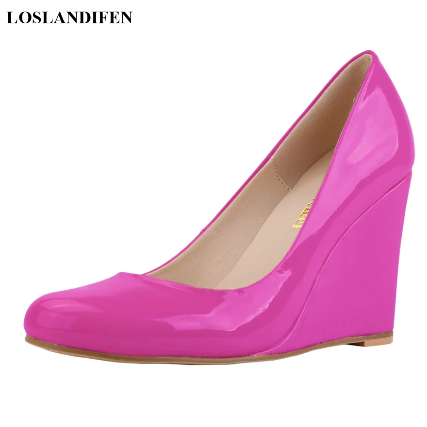 Candy Colors Dress Wedge Shoes For Women Round Toe Patent Leather Casual High Heels Pumps Spring Shallow Work Wedding Shoe Woman
Candy Colors Dress Wedge Shoes For Women Round Toe Patent Leather Casual High Heels Pumps Spring Shallow Work Wedding Shoe Woman