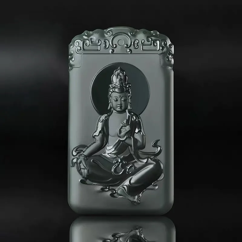 Fidelity Xinjiang Hetian jade green jade pagoda Qingyi fine material Guanyin jade plate sitting Guanyin male jade pendant jade p
Fidelity Xinjiang Hetian jade green jade pagoda Qingyi fine material Guanyin jade plate sitting Guanyin male jade pendant jade p
