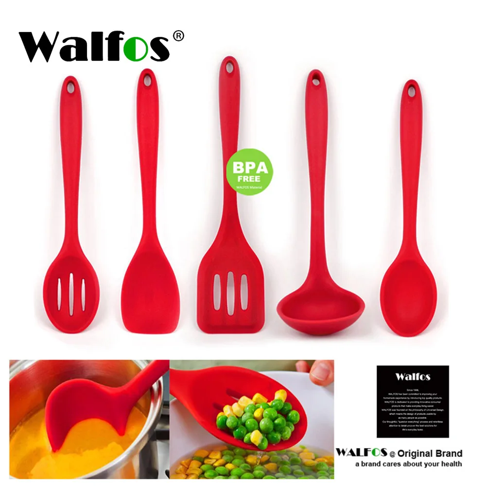 WALFOS 5 Pcs Food Grade Non Stick Silicone Cooking Tools Kitchen Utensil Set Cooking Spatula Turner Spoonula Mixing Spoon Tools
WALFOS 5 Pcs Food Grade Non Stick Silicone Cooking Tools Kitchen Utensil Set Cooking Spatula Turner Spoonula Mixing Spoon Tools