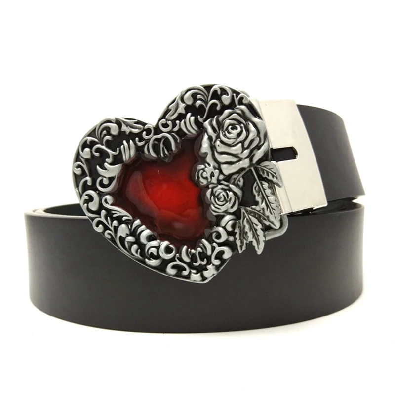 Casual Men Waist Hip Belts with Vintage Antique Silver Rose 3D Heart Red Stone Inlay Metal Buckle for Casual Jeans Male Accessor
Casual Men Waist Hip Belts with Vintage Antique Silver Rose 3D Heart Red Stone Inlay Metal Buckle for Casual Jeans Male Accessor