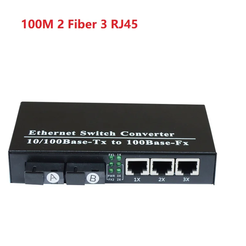 Волоконно-оптический трансивер 100 м, 2 порта, 3 порта RJ45 Ethernet, одномодовый медиаконвертер, волоконно-оптический переключатель
Волоконно-оптический трансивер 100 м, 2 порта, 3 порта RJ45 Ethernet, одномодовый медиаконвертер, волоконно-оптический переключатель