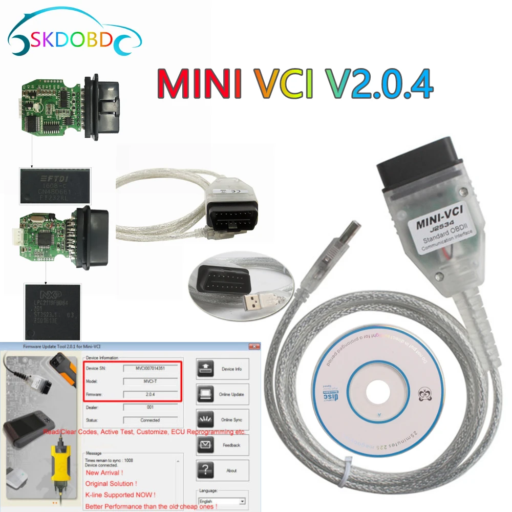 MINI VCI V2.0.4 Firmware Upgraded V15.00.028 for Toyota Dual K+CAN Interface J2535 MINI-VCI V2.0.4 ECU Reprogramming Techstream
MINI VCI V2.0.4 Firmware Upgraded V15.00.028 for Toyota Dual K+CAN Interface J2535 MINI-VCI V2.0.4 ECU Reprogramming Techstream