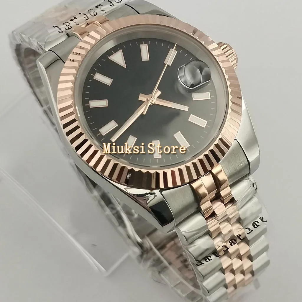 36mm/40mm Men's Luxury Black dial Casual NH35 Automatic Watch Silver Rose Gold Case Sapphire Glass silver sterile Dial Mechanica
36mm/40mm Men's Luxury Black dial Casual NH35 Automatic Watch Silver Rose Gold Case Sapphire Glass silver sterile Dial Mechanica