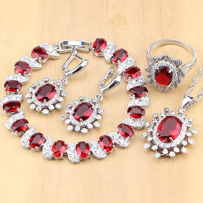 925 Sterling Silver Jewelry Sets Red Ruby White CZ Beads Decoration for Women Earrings/Pendant/Necklace/Rings/Bracelet
925 Sterling Silver Jewelry Sets Red Ruby White CZ Beads Decoration for Women Earrings/Pendant/Necklace/Rings/Bracelet
