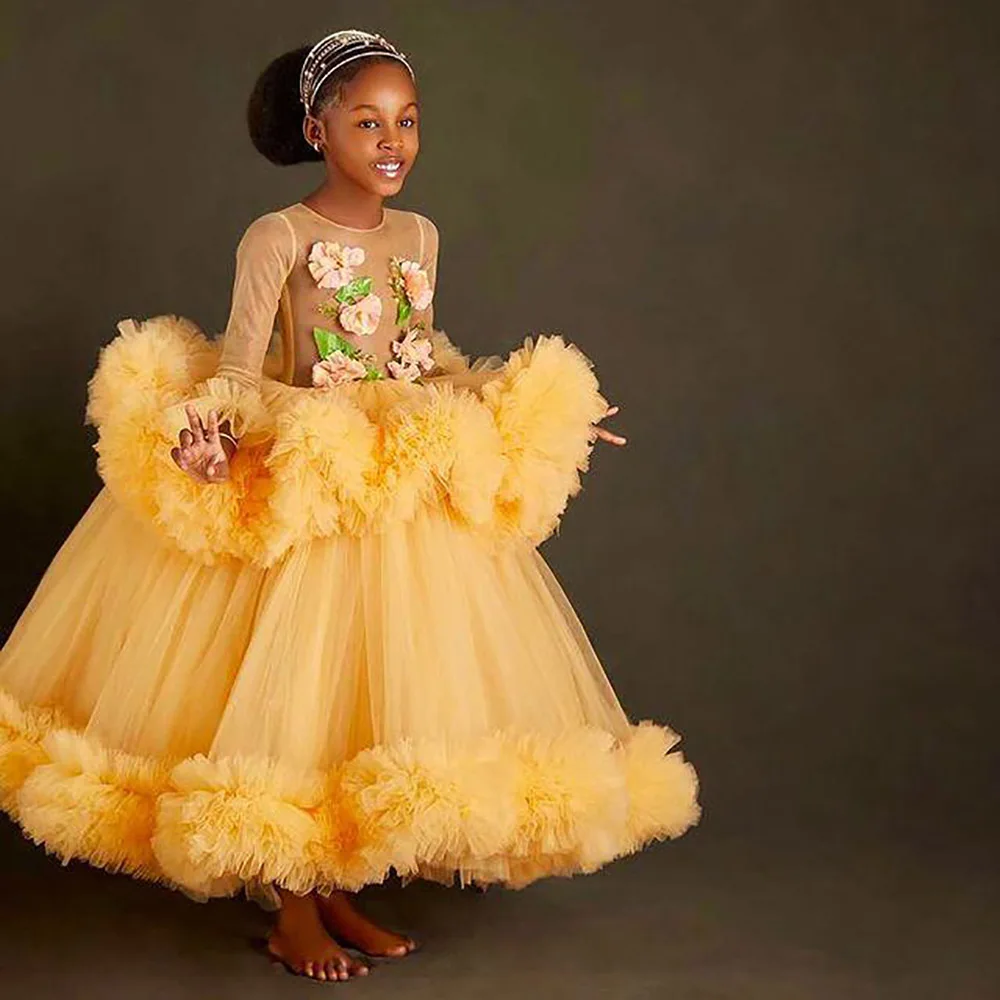 Flower Girl Dresses Ball Gown Tiers Little Girl Wedding Dresses Cheap Communion Pageant Dresses Gowns Gold Long Sleeves
Flower Girl Dresses Ball Gown Tiers Little Girl Wedding Dresses Cheap Communion Pageant Dresses Gowns Gold Long Sleeves