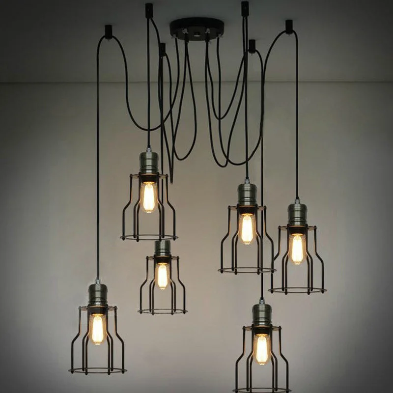 Industrial hanging pendant lights vintage spider suspended light fixtures iron cage lampshade for home office bar loft
Industrial hanging pendant lights vintage spider suspended light fixtures iron cage lampshade for home office bar loft